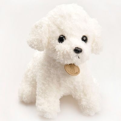 Supermarket promotion toys plush christmas soft dog with snow ball